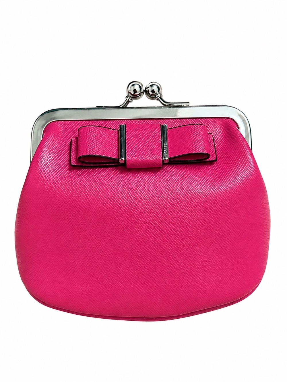 Coach Pink Kiss Lock Coin Purse Bow Accent Wallet Change Pouch
